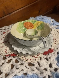Vintage Noritake M Handpainted Porcelain Lettuce-Saucer, Bowl & Spoon Set -RARE - Picture 1 of 8