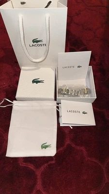 Bracelet Lacoste Argenté Acier Inoxydable Boîte Pochette - Immagine 1 di 4