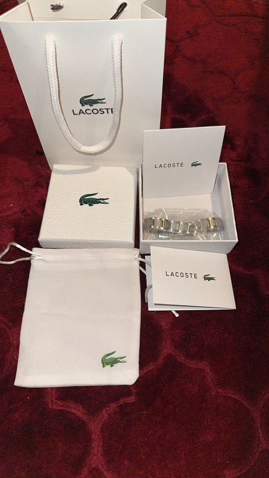 Bracelet Lacoste Argenté Acier Inoxydable Boîte Pochette - Imagen 1 de 4