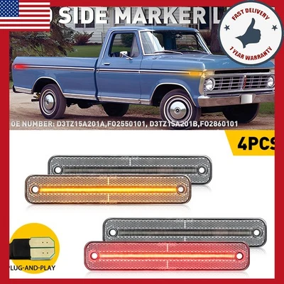 4 luces LED laterales para Ford F150 1973-1979 1978-1979 rojo ámbar Bronco 1973-1979 Foto 1 de 4