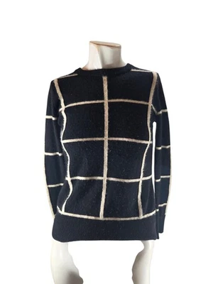 Suéter para mujer Theory pequeño negro a cuadros Kaylenna cachemir cuello redondo tejido Foto 1 de 4