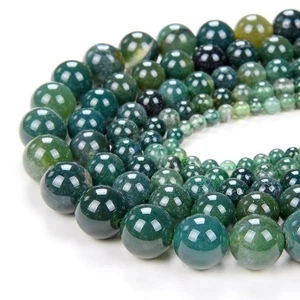 Natural Moss Agate Gemstone 10 MM Round Smooth Beads Strand 15.5" For Jewelry - Picture 1 of 3