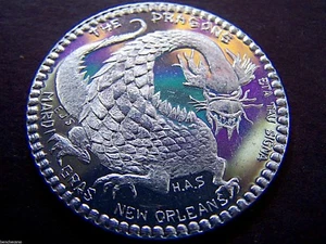 1968 Dragons (HAS) DON'T TAKE WOODEN NICKEL Plain Aluminum Mardi Gras Doubloon - Picture 1 of 2