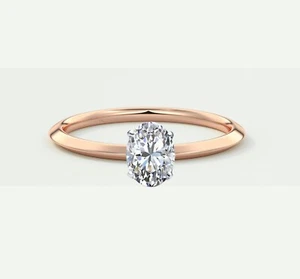 3/4 kt Ovalschliff F/VS Lab Created gewachsener Diamant Verlobungsring 14 K Rotgold - Bild 1 von 1