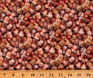 Cotton Acorns Nature Autumn Landscape Cotton Fabric Print by the Yard D514.38 - Picture 1 of 1