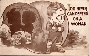 Vtg Comic You Never Can Depend on a Woman Cheating Humor 1910s Postcard - Picture 1 of 2