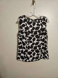 Talbots Womens Floral Black, White, Pink Tank Top Sleeveless 100% Polyester 4 - Picture 1 of 5