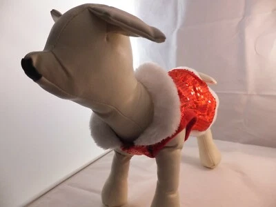 312: DCL-39, красный с блестками блестящий рождественский наряд для особенных небольших собак - Изображение 1 из 4