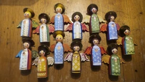 13 ADORNOS DE ÁNGEL DE NAVIDAD DE MADERA HECHOS A MANO EN Austria de colección, pintados a mano, #2 - Imagen 1 de 4