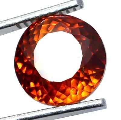 Piedra preciosa suelta CERTIFICADA corte redondo zafiro naranja natural de Ceilán de 7,05 quilates Foto 1 de 4