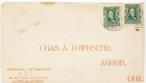 US 1906 Return Envelope Advertising Cover #300 x2 California to Akron OH Z - Picture 1 of 2