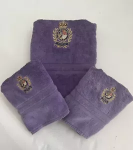 3 ps Ralph Lauren Home Polo Crest Bath & Hand Towel Set ~ Vintage - Picture 1 of 10