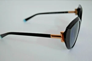 Gafas de sol Tiffany & Co. negras oro rosa ojo de gato TF4170 8001/9S 54-18-140 - Imagen 1 de 6