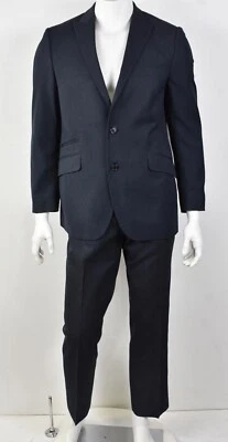 JF J. Ferrar Navy Stripe Peak Lapel Ticket Pkt Dual-Vent 2-Piece Suit 42R x 34W - Image 1 of 4