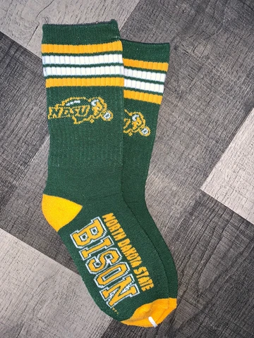 NORTH DAKOTA STATE BISON COLLEGE STRIPE CREW LENGTH SOCKS YOUTH KIDS Cover