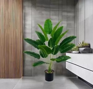 Artificial Bird of Paradise Plant, 3 Feet, 18 Trunks, Faux Palm Tree in Pot for - Picture 1 of 18