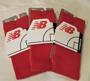 THREE PAIR New Balance Men's Over the Calf Baseball Socks Color: Red Size: Large - Picture 1 of 1