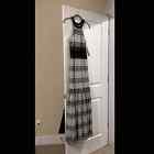 NWT H Halston Black and White Eyelet Lace Gown Dress - size 0 - Prom Formal