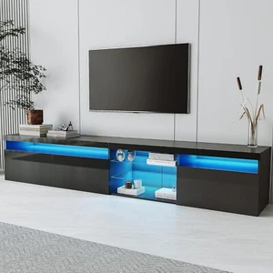 Supporto TV fino a 100", luci LED che cambiano colore e ripiani in vetro per casa - Foto 1 di 6