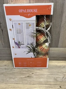 Mini Faux Wicker String Lights Orange/Natural Stripe 10ct Incandescent - Picture 1 of 9