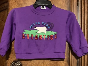 VTG Billy The Kid Polar Bear Antartica Purple Sweatshirt Girl’s Sz 5 Made In USA - Picture 1 of 9
