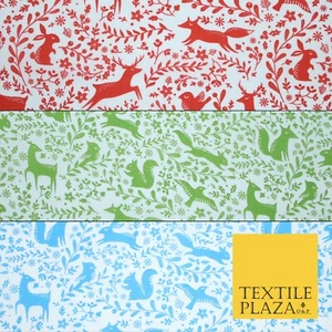 Festivo Navidad Bosque Animales Pájaros Estampado Poli Algodón Tela Polialgodón 45" - Imagen 1 de 10
