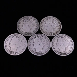 1900, 1901, 1902, 1903, 1904 V Nickels - Picture 1 of 7