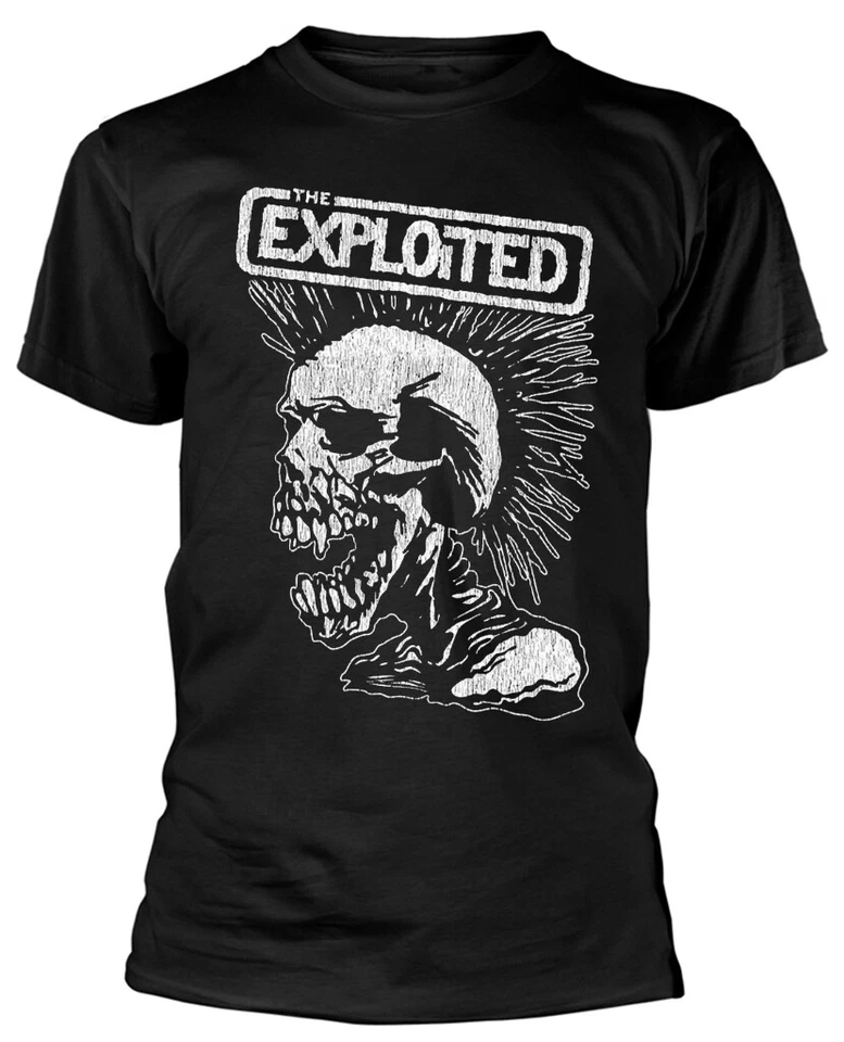 The Exploited Vintage Skull Black T-Shirt NEW OFFICIAL - Bild 1 von 1