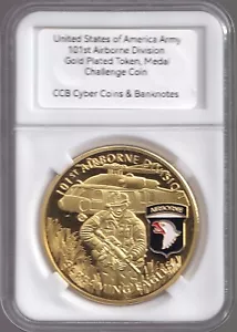US Army 101st Airborne Division Gold-Plated Token/Medal Challenge Coin - Picture 1 of 5