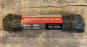 Cuerda de camuflaje Sue Tie Camo diamante trenzado poli TG 3/8 x 100 135 lb envío gratuito - Imagen 1 de 3