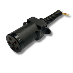 6 Pin Trailer Plug Connector Small Round Socket with cable & sheath - Picture 1 of 5