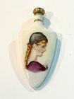 Royal Worcester porcelain lay down purse perfume bottle. portrait lady. antique
