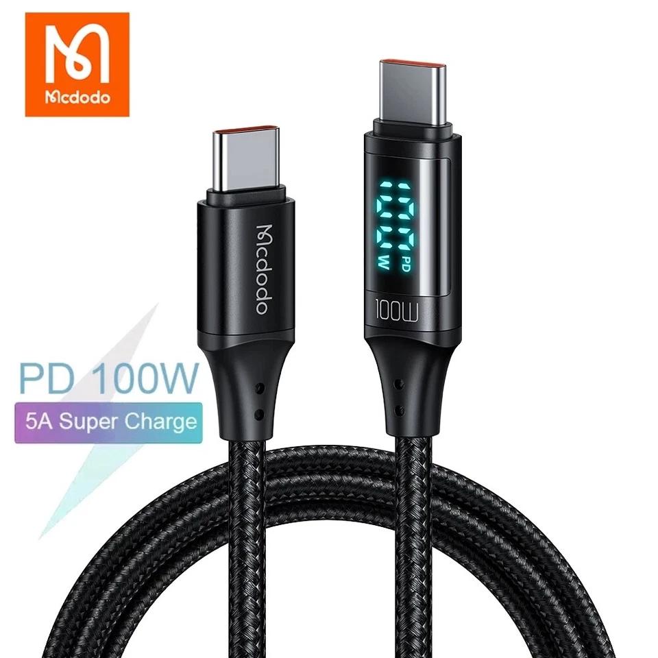 Mcdodo 100W PD 5A Type C To USB C Cable  Fast Charging Charger Cord For Samsung  - Image 1 of 4