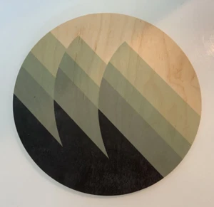Modern Abstract Geometric Wave Hand Painted Wood Wall/Table Top Art 11" - Picture 1 of 8