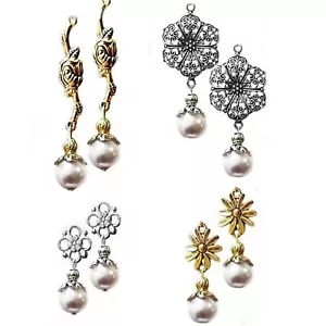 Earrings White pearl drop STYLE CHOICE, clip on or pierced - Bild 1 von 7