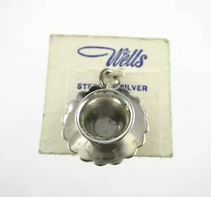 Vintage Wells Sterlingsilber Teetasse und Untertasse Set Charm oder Anhänger 2,3 g Tasse - Bild 1 von 7