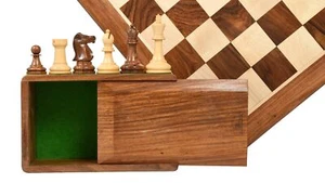 Combo of Fischer-Spassky Pieces in Sheesham/ Boxwood with Board & Storage Box - Picture 1 of 12