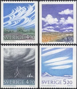 Sweden 1990 Cloud Formations/Weather/Meteorology/Clouds/Ships/Sail 4v set (s380) - Picture 1 of 1