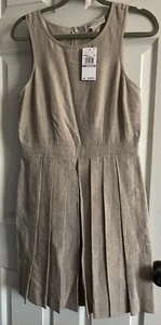 $160 Michael Michael Kors Women's Hemp Tan Pleated Linen Dress MS68W39A19 Size 6 - Picture 1 of 9