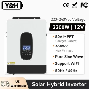 2200W 12V Solar Hybrid Inverter Off-Grid Pure Sine Wave AC220V 80A MPPT Charger - Picture 1 of 16