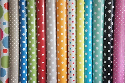 Polka Dot Wipe Clean PVC Vinyl Tablecloth 140 x 200cm Spotty Dotty Grey Taupe - Image 1 of 3