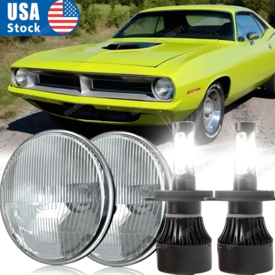 For Plymouth Duster 340 1970-1975  7" inch Round LED Headlights High/Low Beam - Image 1 of 4
