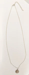 Sterling Silver Necklace Round K Engraved Pendant  925 Chain N 925 China - Picture 1 of 8