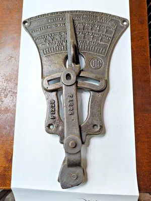 Antique International Harvester Cast Iron Adj. Grain Drill Seeder Planter Gauge - Image 1 of 4