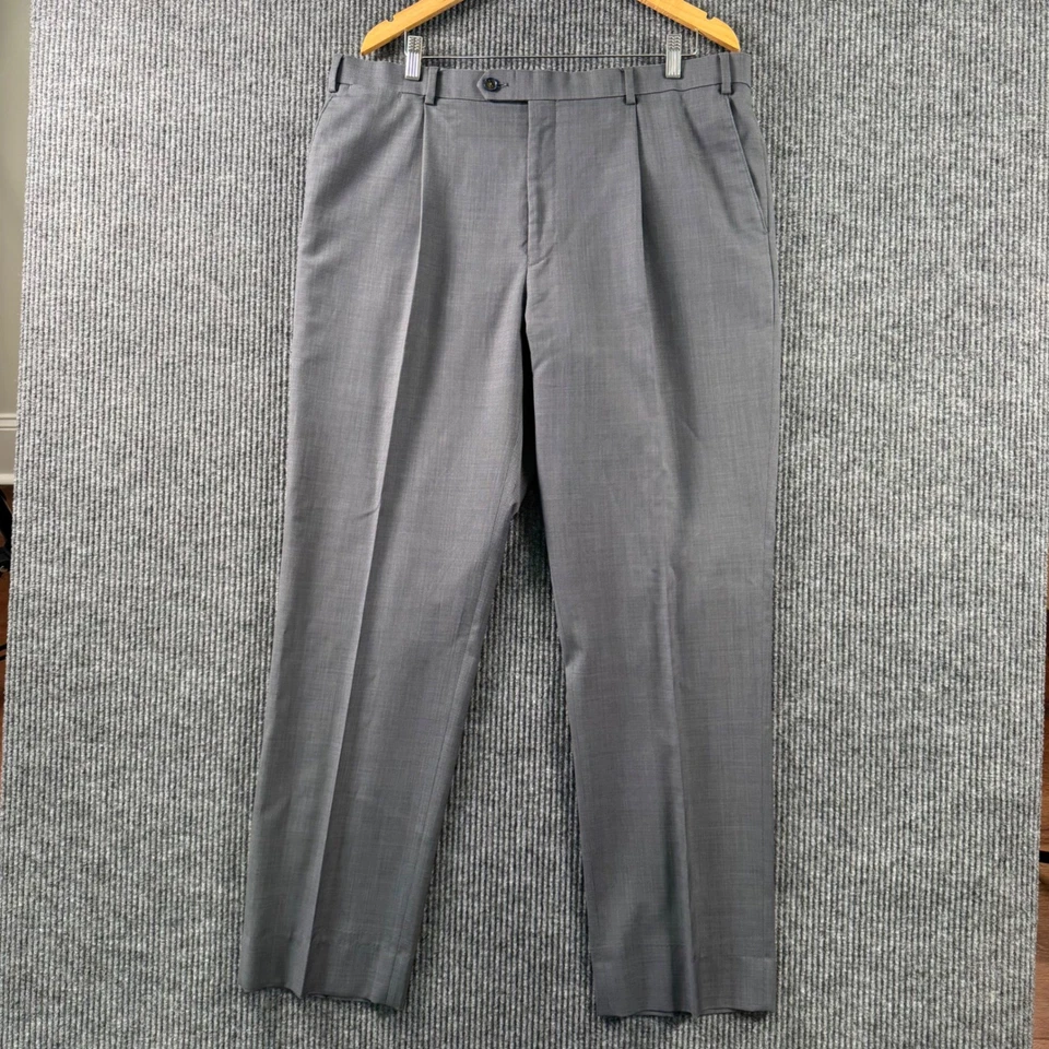 Pantalones de vestir Hart Schaffner Marx para hombre 40R gris lana plisada pantalones delanteros Foto 1 de 4