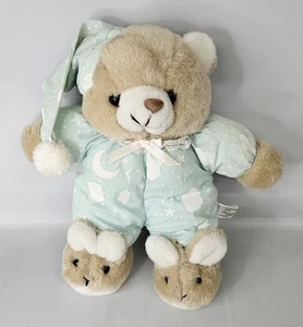 1990 House of Lloyd Snuggles Glow Teddy Bear Plush Blue Cloud Star Bunny Slipper - Picture 1 of 6