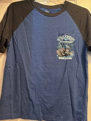 Camiseta Daytona Beach Bike Week 2011 GRANDE Azul con Mangas Negras Usada en Excelente Condición Foto 1 de 4