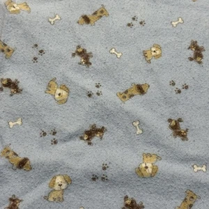 Carter's Blue Puppy Dog Baby Receiving Blanket Tan Brown Bone Paw Print Flannel - Picture 1 of 8