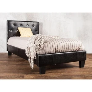 Bowery Hill Contemporary Faux Leather California King Platform Bed in Black - Picture 1 of 9
