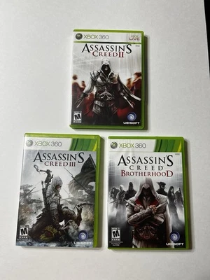 Assassin's Creed 1 & 2 / Brotherhood Microsoft Xbox 360 3 Game Bundle Lot CIB - Image 1 of 2